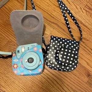 2 Fuji Mini Polaroid camera cases and camera